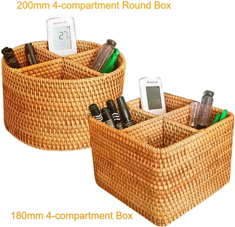 i-lan Natural Rattan 4 Compartments Storage Holder Cosmetics Organizer Utensi...