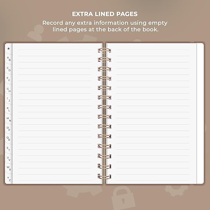 Clever Fox Password Book Spiral – Internet Address & Password Organizer - Image 6