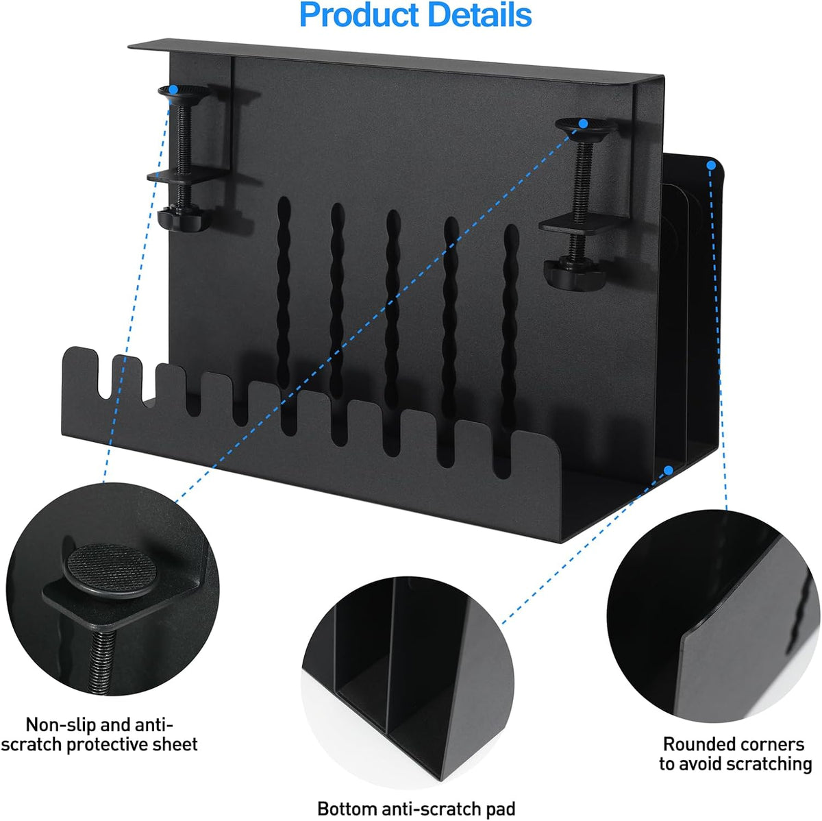 MAXECHO Desk Side Storage, Under Desk Laptop Mount, Table Side Hanging File O...