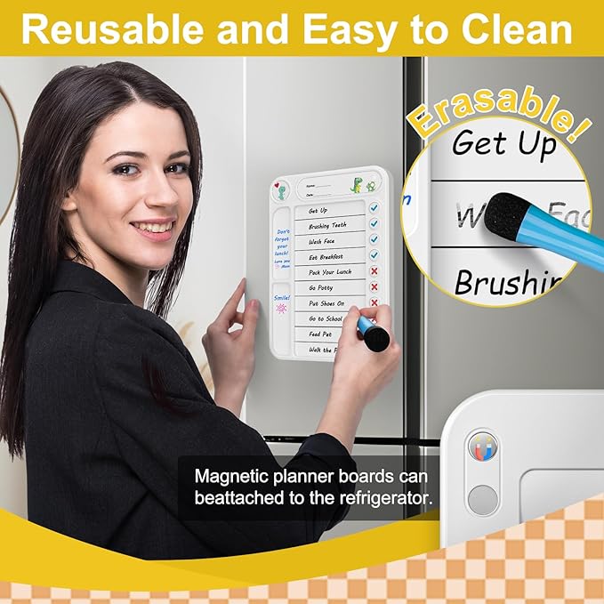 Magnetic Chore Chart for Kids, ADHD Task Tracker Easy-Check Routine Dry Erase - Image 6