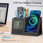 TopMade Wireless Charger with Pen Holder, Leather Desk Nightstand Organizer - Image 4