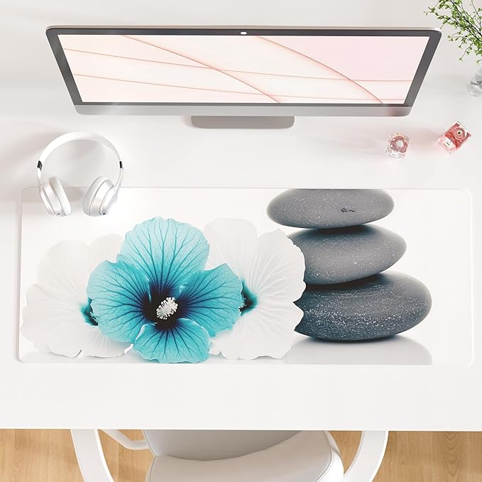 QIYI Desk Pad, Non-Slip PU Leather Desk Blotter Protector, Kids Floral Print by QIYI