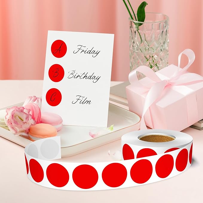 1 Inch Round Color Coding Labels, 1000 Dots Per Roll Red Color Coded Dot - Image 5
