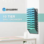 Gawerk 10-Tier Wall File Organizer Hanging Wall File Holder Wall Mount Paper - Image 7