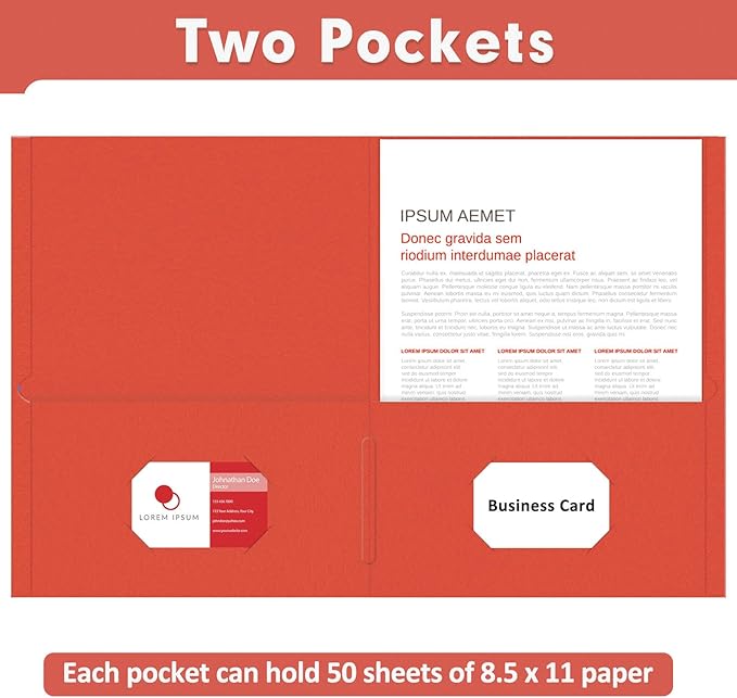 Two Pocket Folders, PANDRI 50 Pack 2 Pocket Folders, Letter Size Paper File - Image 4