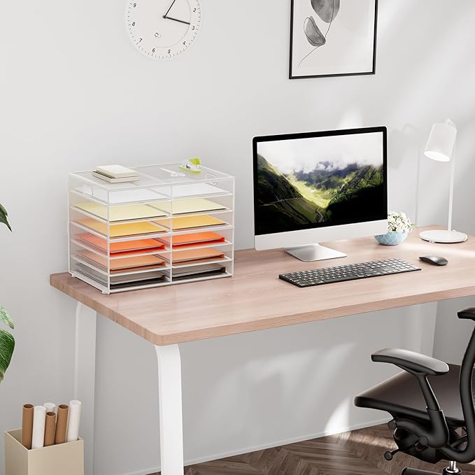 Marbrasse 7 Tier Desktop Literature Organizer, Mesh Paper Organizer Desk - Image 5
