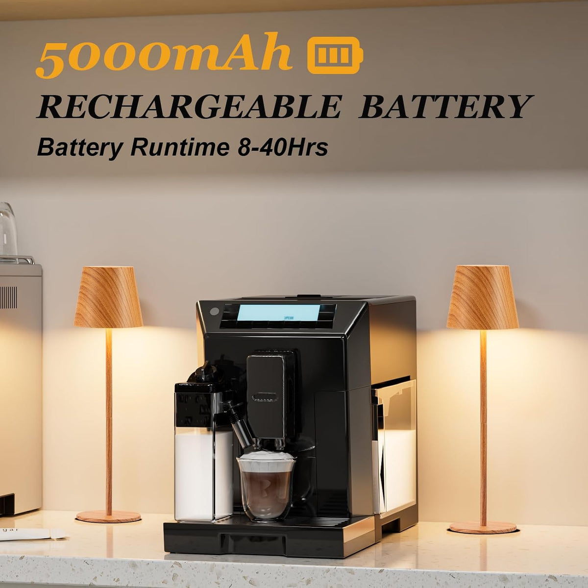 Kakanuo Wood Grain Cordless Table Lamp Rechargeable - 2 Pack 5000mAH Battery ...