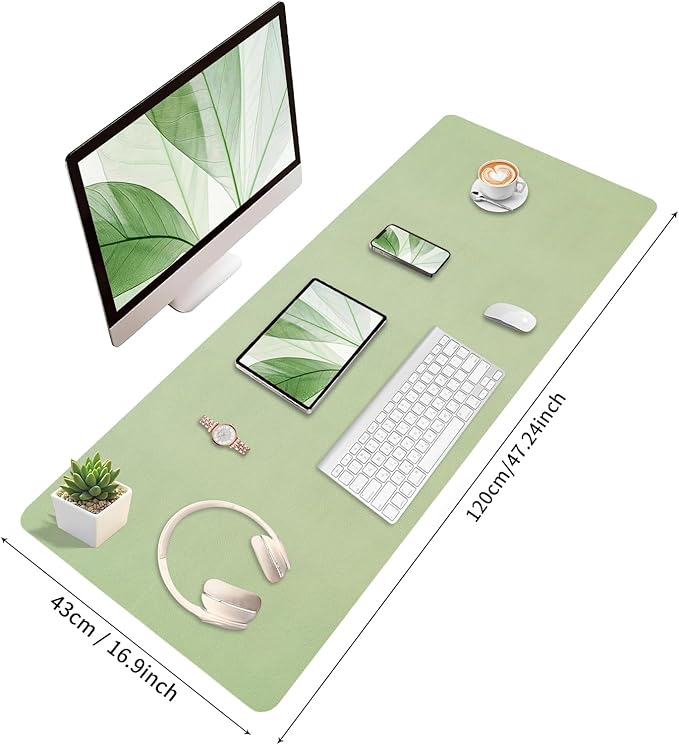 Bloss 47.2" x 16.9" Large Desk Mat, Leather Mouse Keyboard Pad, Non-Slip - Image 3