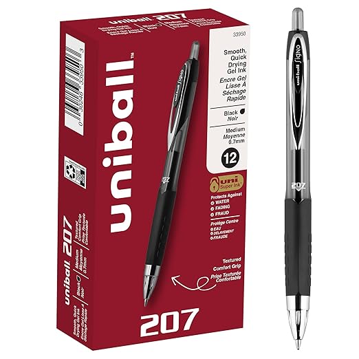 uni-ball 207 Retractable Gel Pens Medium Point, 12 Pack by uni-ball