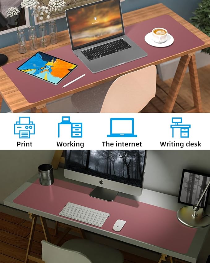 Leather Desk Pad Protector, Large Desk Mat, Mouse Pad, Non-Slip PU Leather Desk - Image 7