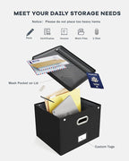 2 Pack File Organizer Box with Lid, Large Hanging Filing Box with Mesh Pocket - Image 5