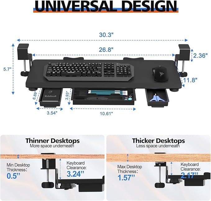 OUKMIC Large Keyboard Tray Under Desk Slide Out - Image 2