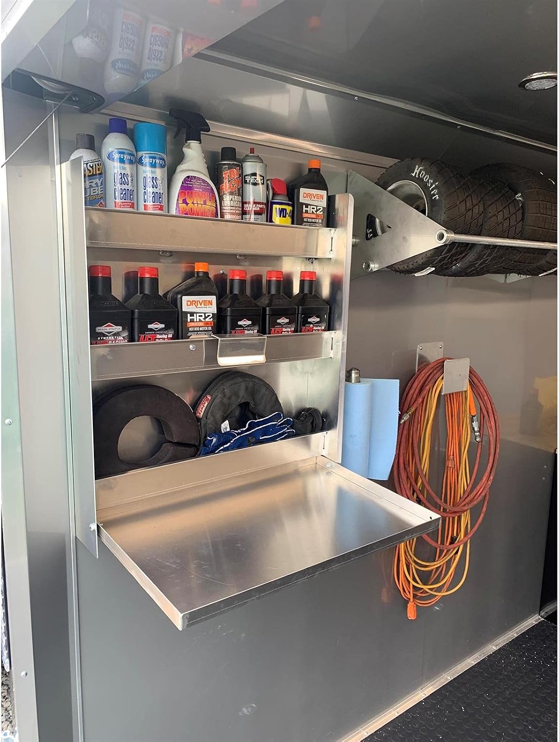 universal trailer and garage organizer kit, aluminum storage, front angle view