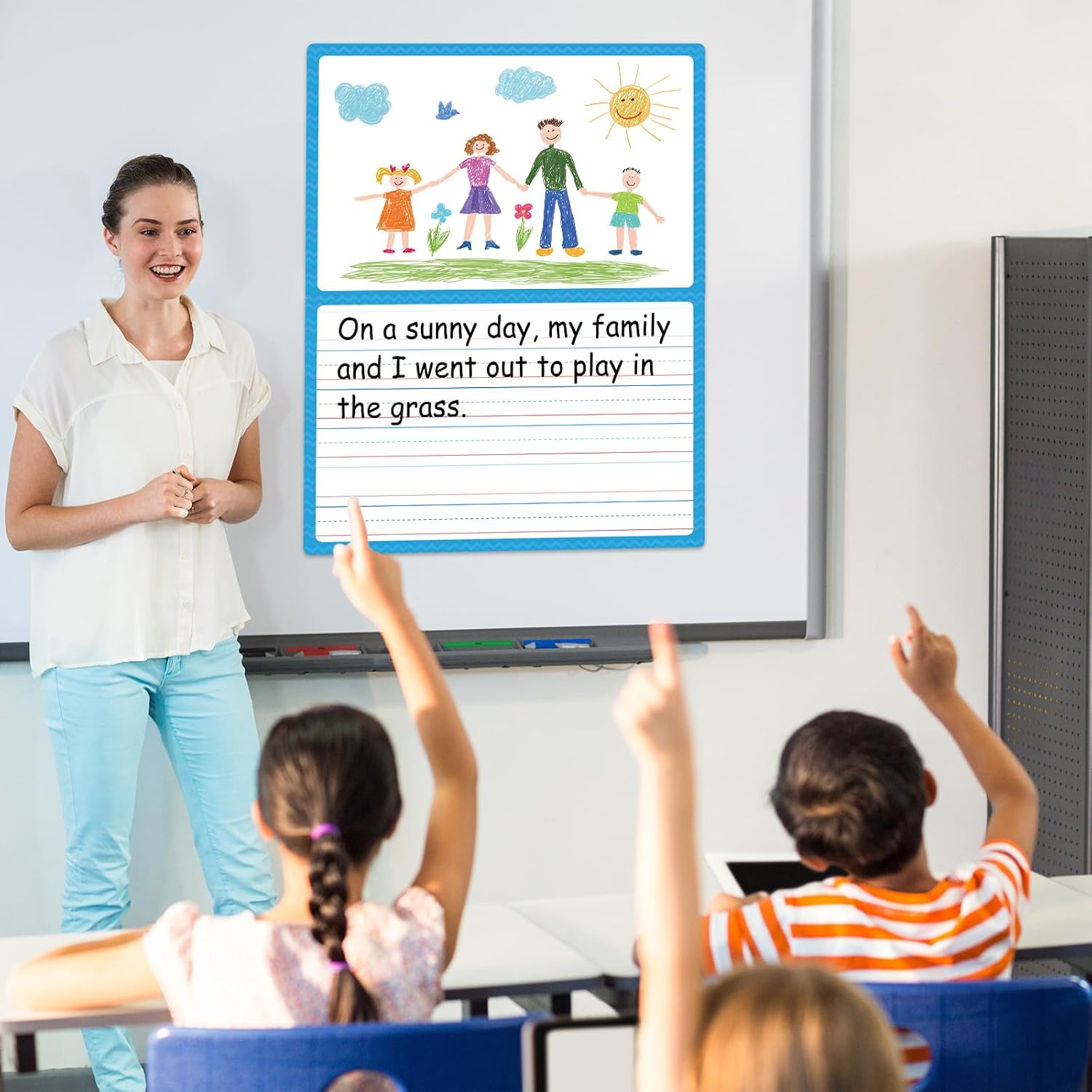 Jumbo Magnetic Draw & Write Paper 21.5x17in Dry Erase Handwriting Lined Paper for Classroom Whiteboard Accessories Writing Chart Page Giant Magnet Notebook Poster Graduation Supplies Teacher Must Have