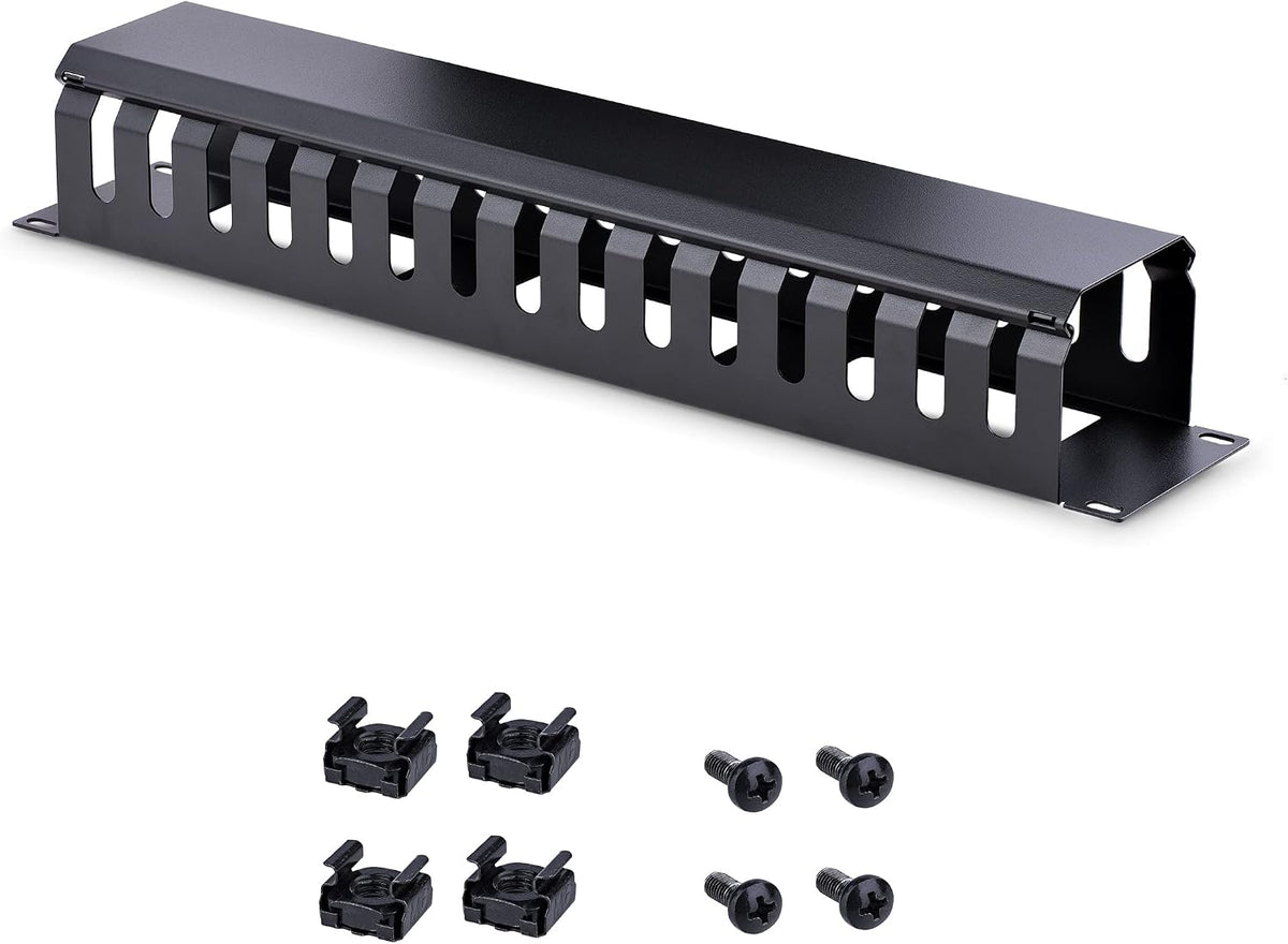 StarTech Horizontal 2U Rack Finger Duct with Cover, 19in Steel Wire Duct