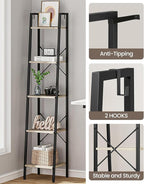 Hzuaneri Ladder Shelf, Bookshelf Bookcase, Freestanding Corner Storage Shelve - Image 4