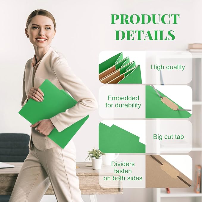 12 Pcs Classification Folders Letter Size 3 Pocket Dividers Employee File Folder - Image 6