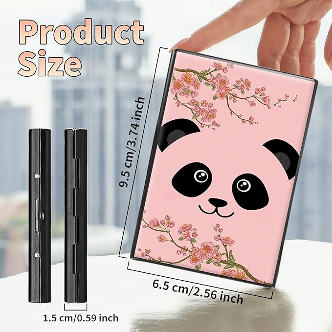 BWEGRHE Slim Credit Card Holder, Panda Sakura RFID Blocking Metal Wallet - Image 2