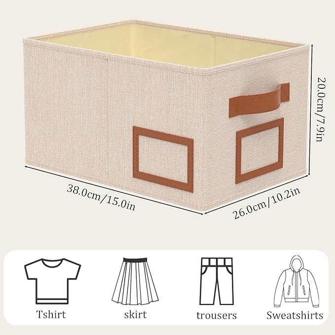 OUTBROS Foldable Storage Box for Shelves, 15 x 10.2 x 7.9 inch Fabric Baskets - Image 3