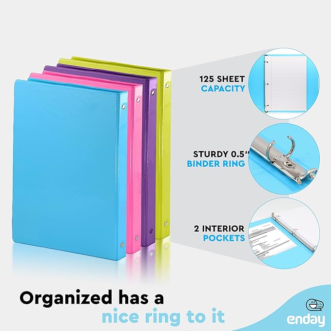 ½ Inch 3 Ring Binder .5 inch Clear View Cover - Image 3