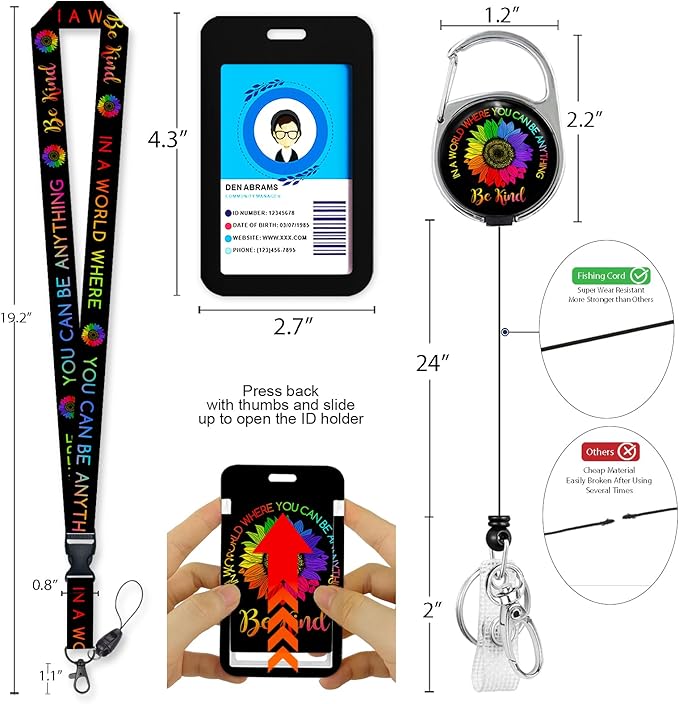 Giancomics Be Kind Lanyards for Id Badges, ID Badge Holder - Image 4