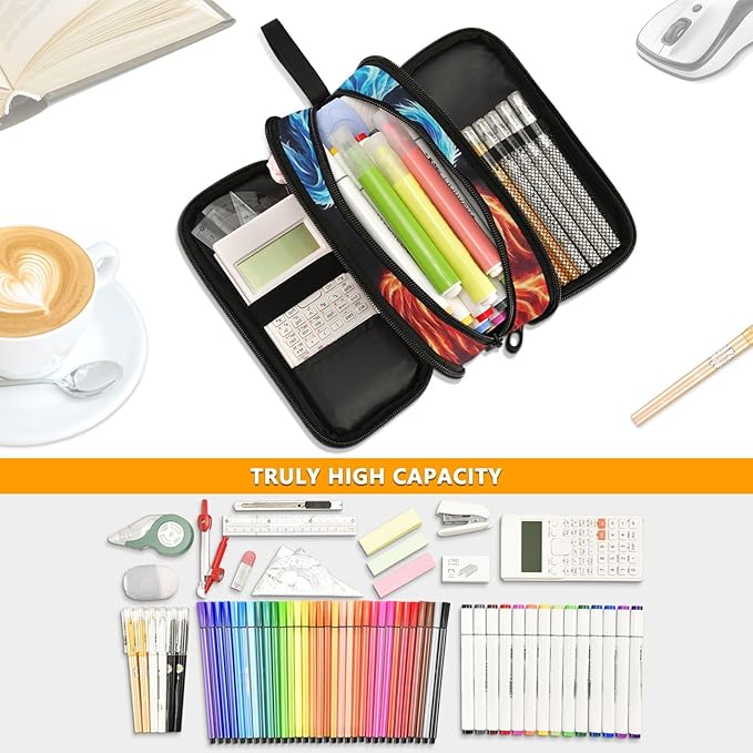 BOENLE Custom Dragon Phoenix Pencil Case Box Boys Girls Personalized Name Large - Image 5