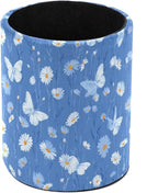 Leather Pen Holder for Desk Blue Butterfly Daisy Pencil Cup Desktop Organizer by Unknown