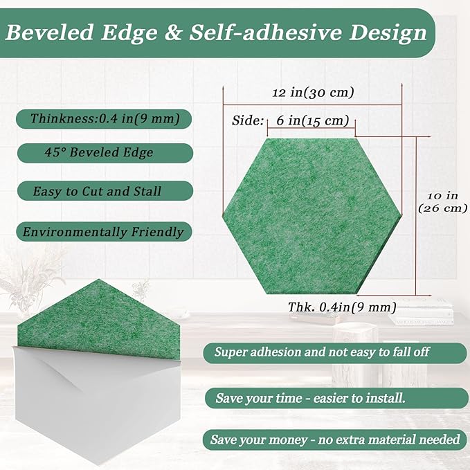 Hexagonal Acoustic Panels-12 Pack High-Density Sound Absorbing Panels - Image 4