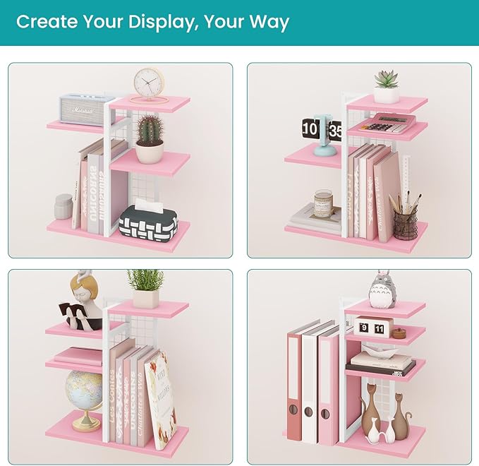 ELITEROO Desktop Bookshelf, Tiered Desk Organizer Shelf, Wooden Tabletop - Image 6