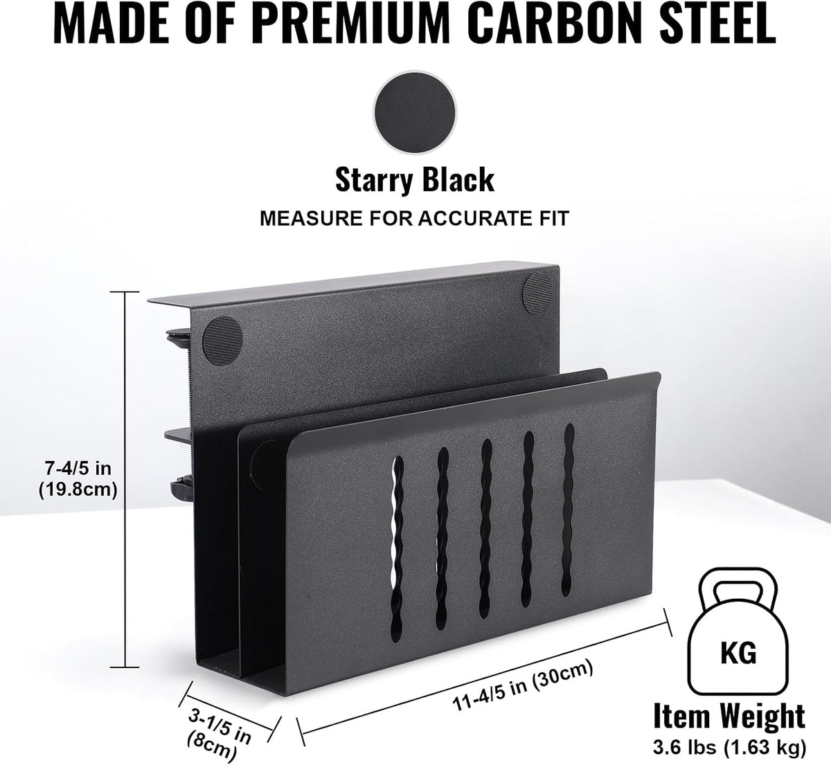 2 Tie Desk Side Storage Organizer, Under Desk laptop holder