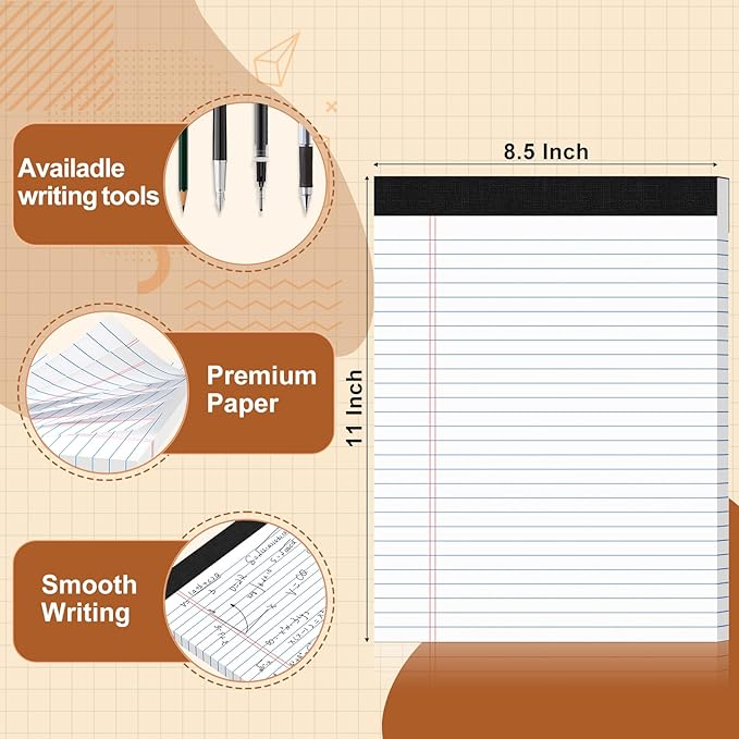 Legal Pads 8.5 X11, Narrow Ruled Notepads, 2 Pack, 50 Sheet/Pad, Tear Off - Image 3