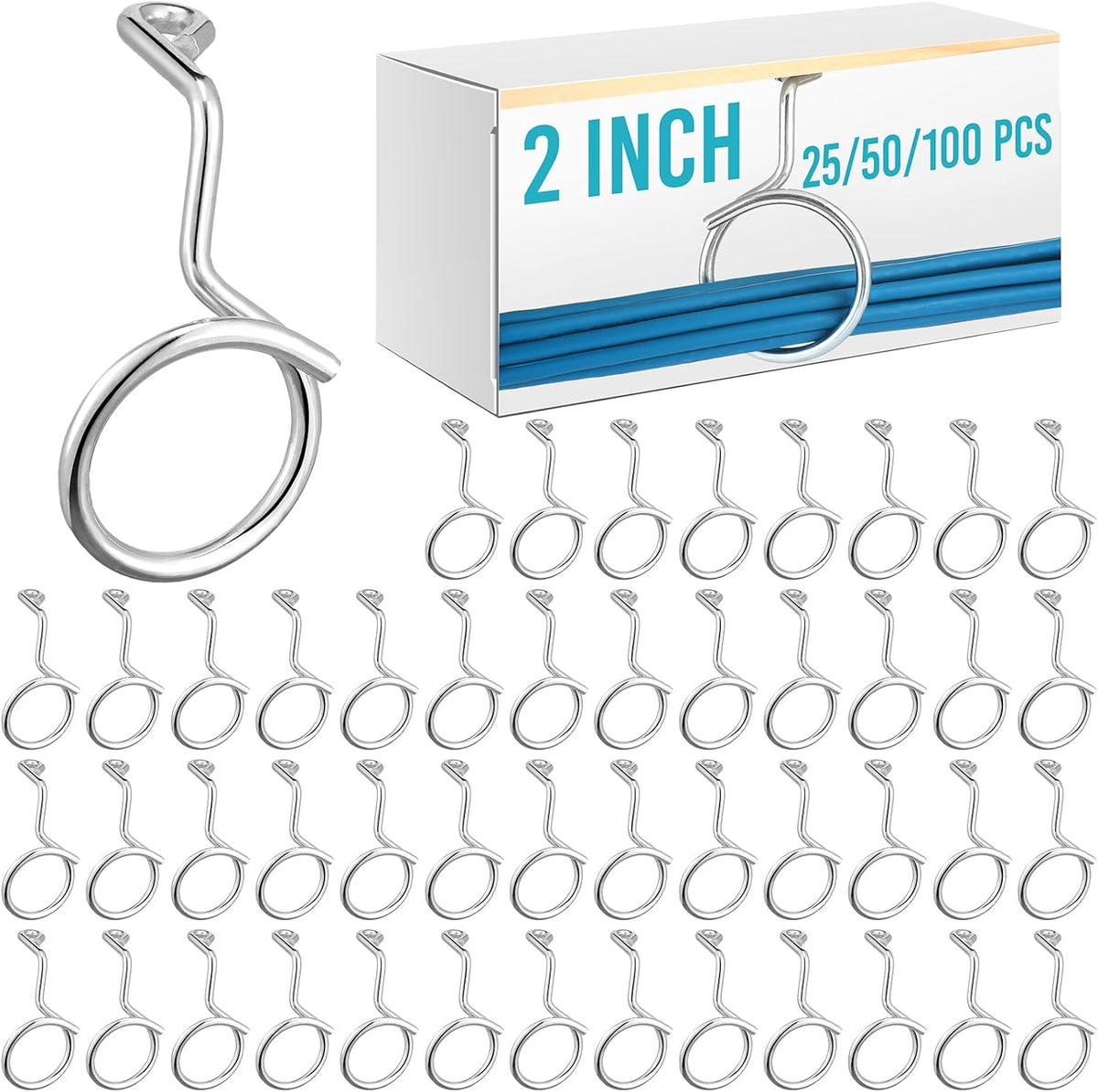 Blulu 50 Pcs Bridle Rings, 2 Inch Low Voltage Wire Cable Rings