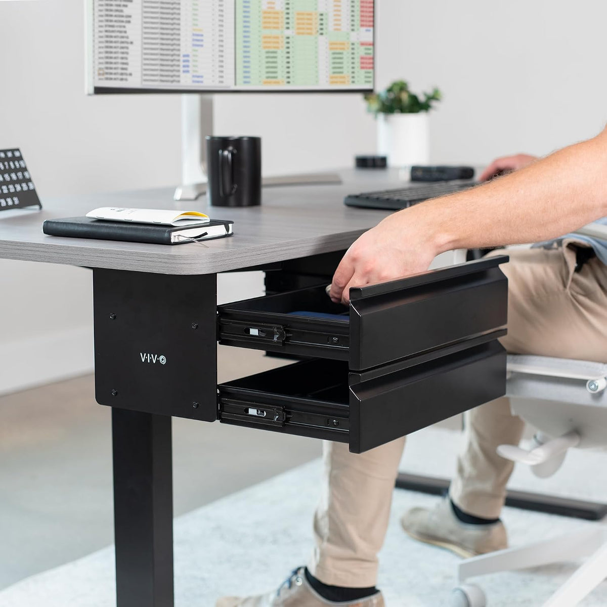 VIVO Black 16 in Slide Out Dual Tier Desk Drawer, DESK-DR02