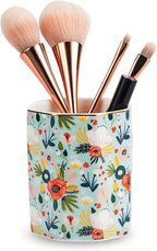 Jwest Pen Holder, Makeup Brush Holder Ceramic Shiny Gold Floral Pattern Pencil - Image 2
