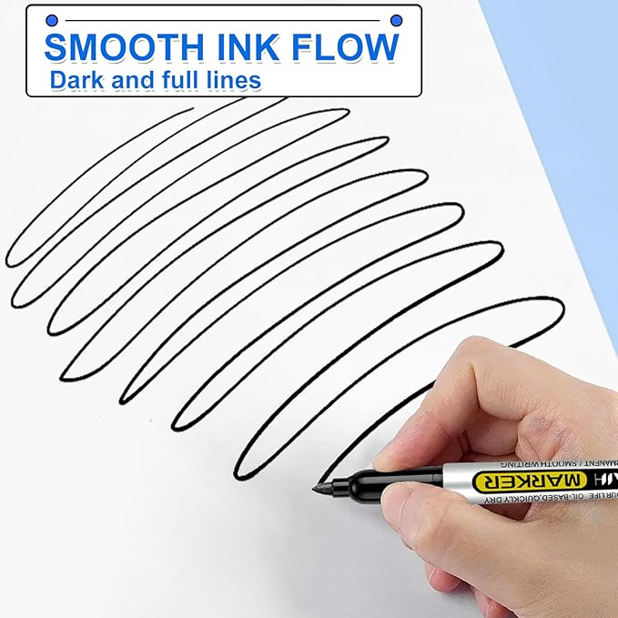 SFAIH 100 Black Permanent Markers Bulk -1s Quick Drying, Fine Point Markers - Image 9