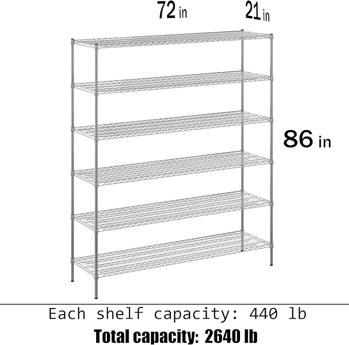 Regal Altair 21" Deep x 72" Wide x 86" Height Wire Shelving Kit | 6-Tier | NSF - Image 3