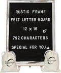 Felt Letter Board with Rustic Vintage Frame and Stand 12x16 inch, Numbers and by Destop