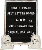 Felt Letter Board with Rustic Vintage Frame and Stand 12x16 inch, Numbers and by Destop