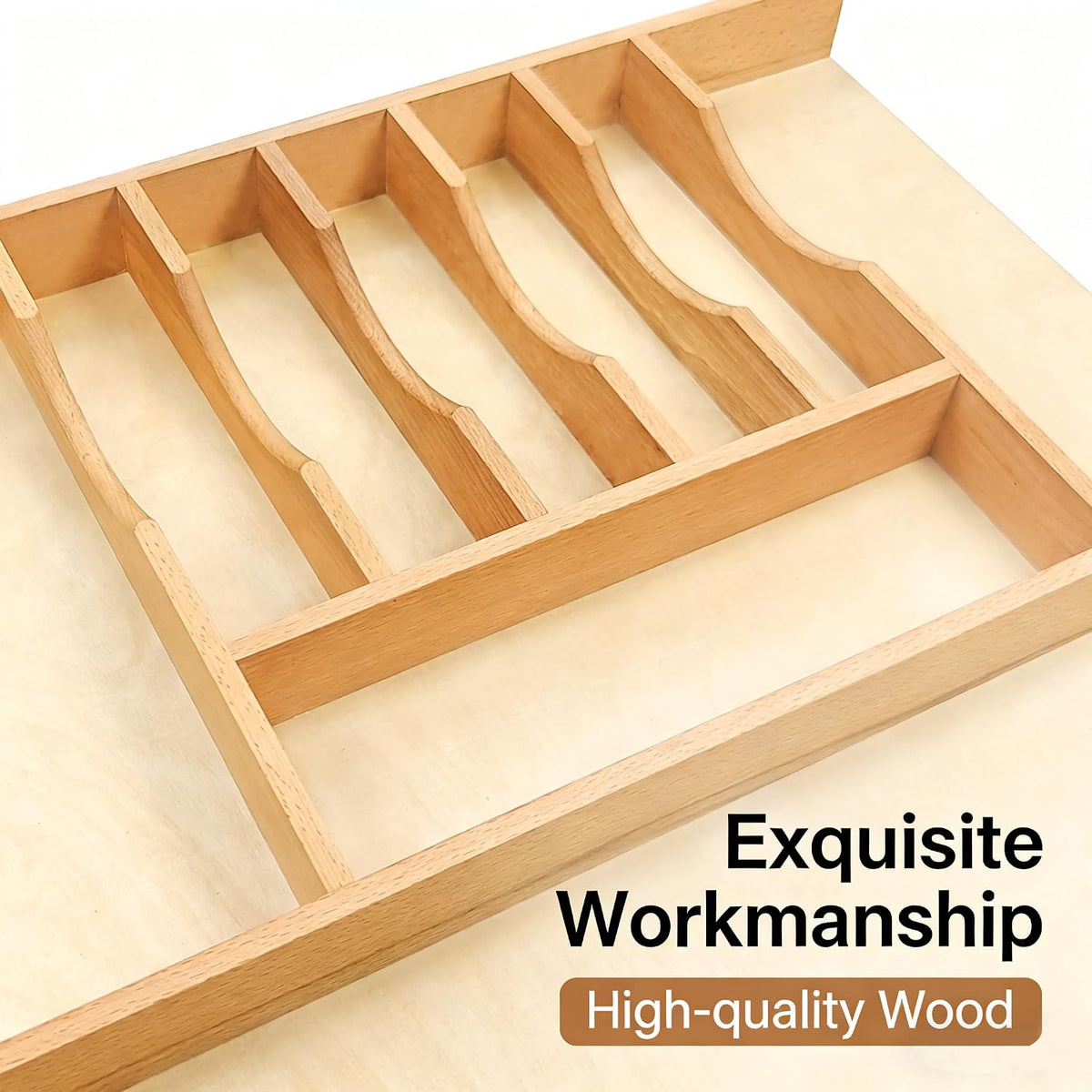 Silverware Drawer Organizer - Trim-to-Fit with Adjustable Dividers for Kitche...