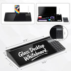 Glass Desktop Whiteboard with Calculator & Storage, Desk Dry Erase Note Memo - Image 2