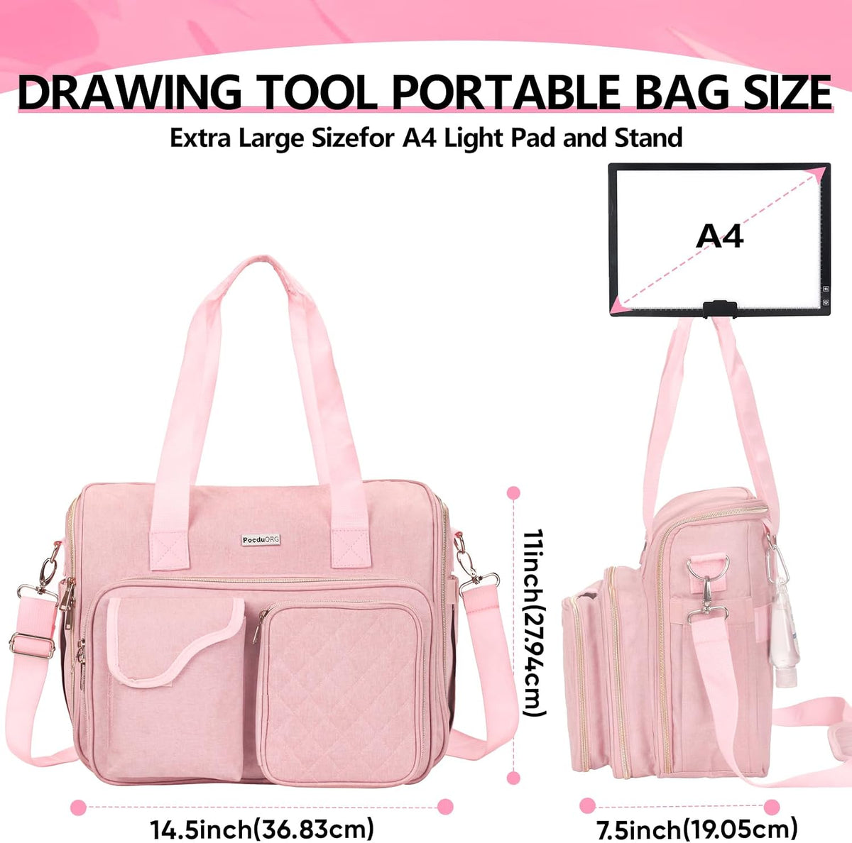 portable a4 light pad storage bag for diamond shown in use