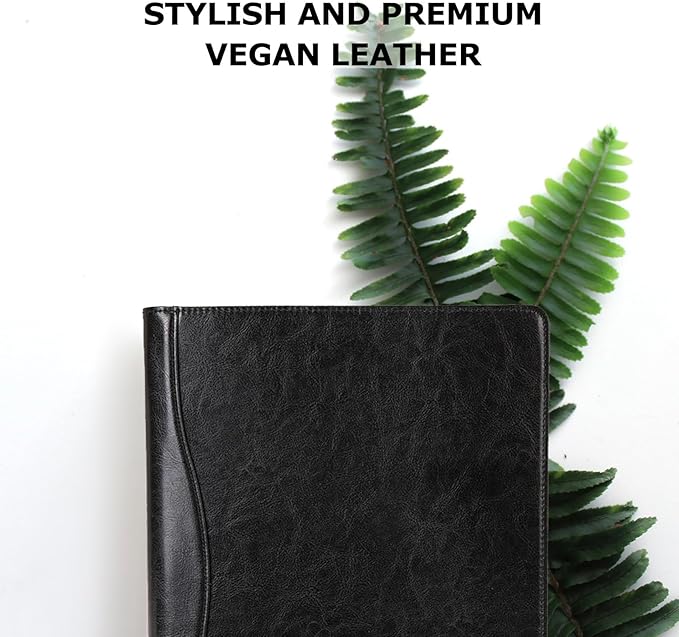 Geslun Vegan Leather 3 Ring Binder, 8.5 x 11 Letter Size Folio - Image 2