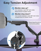 MOUNTUP Dual Monitor Stand for Max 43 inch Screens, Ultrawide Monitor Arm - Image 4