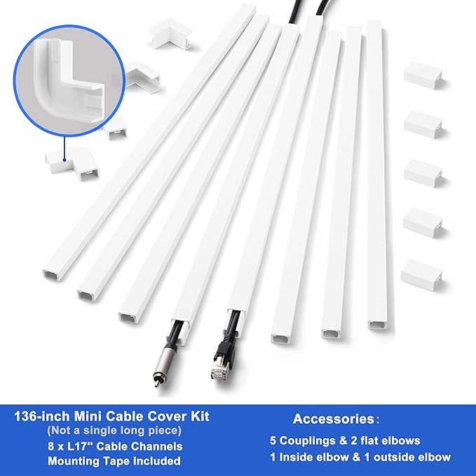 Cord Hider Wall for One Cord, 136in Cord Covers for Wires on Wall, Easy Install - Image 6