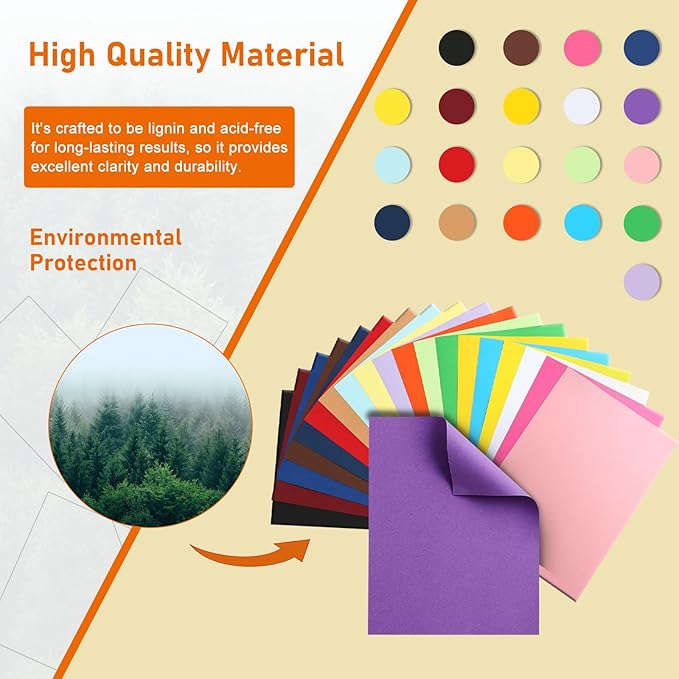 Guakicae 40 Sheets Colored Cardstock 8.5 x 11 Craft Paper, 20 Assorted Colors - Image 5