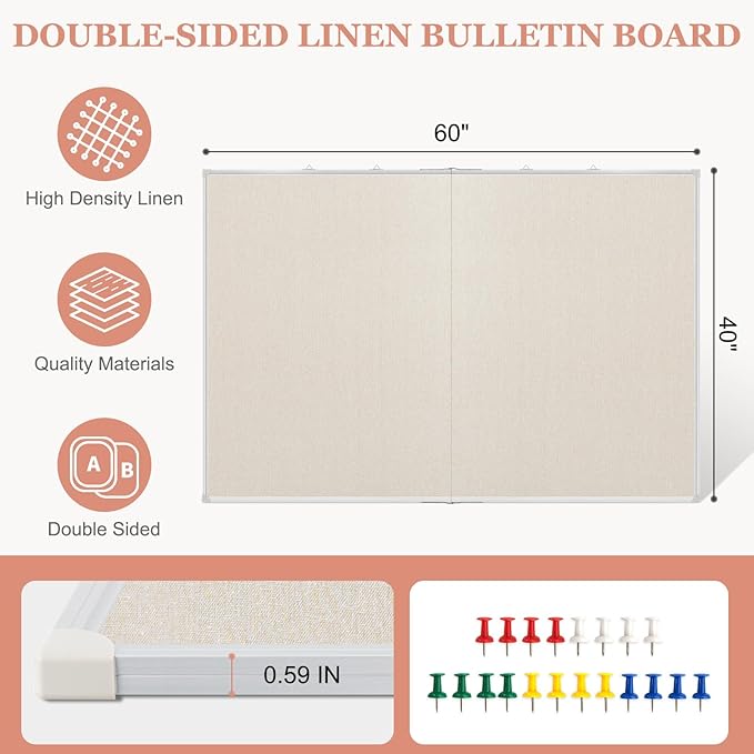AMUSIGHT Double-Sided Large Cork Board - Image 2