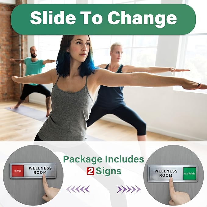 2 Pack Wellness Room Door Signs Do Not Disturb, In Use/Available Slider Sign - Image 2