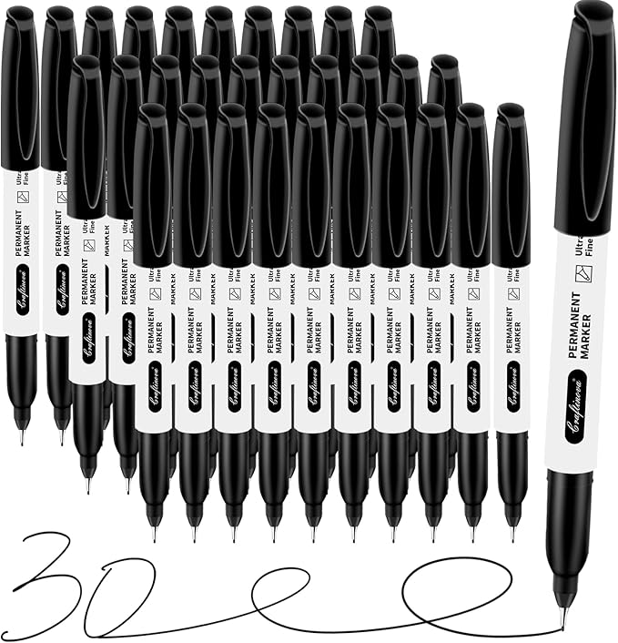 craftinova Black Ultra Fine Point Permanent Markers, Extra Fine Tip, Quick by Craftinova
