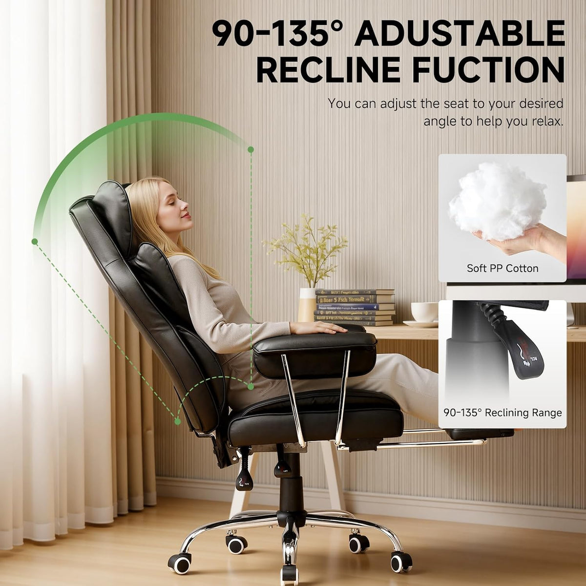 COMHOMA Big and Tall Office Chair, High Back Leather Gaming Chair with Footre...