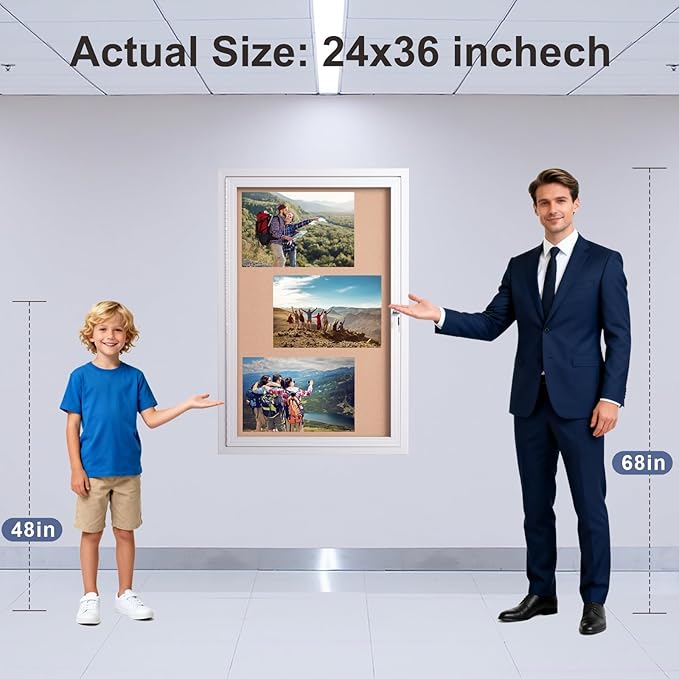 36×24 Inch Lockable Enclosed Bulletin Board, Weather-Resistant Outdoor - Image 4